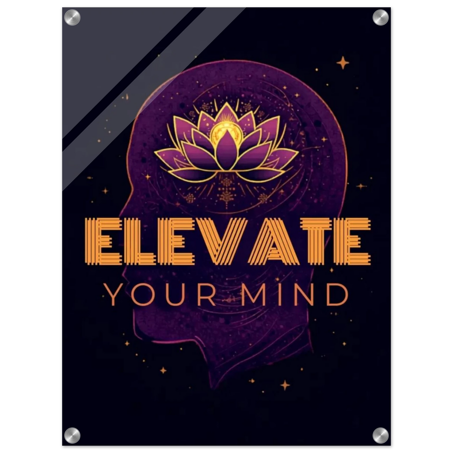 Close-up of acrylic glass finish on Elevate Your Mind wall art