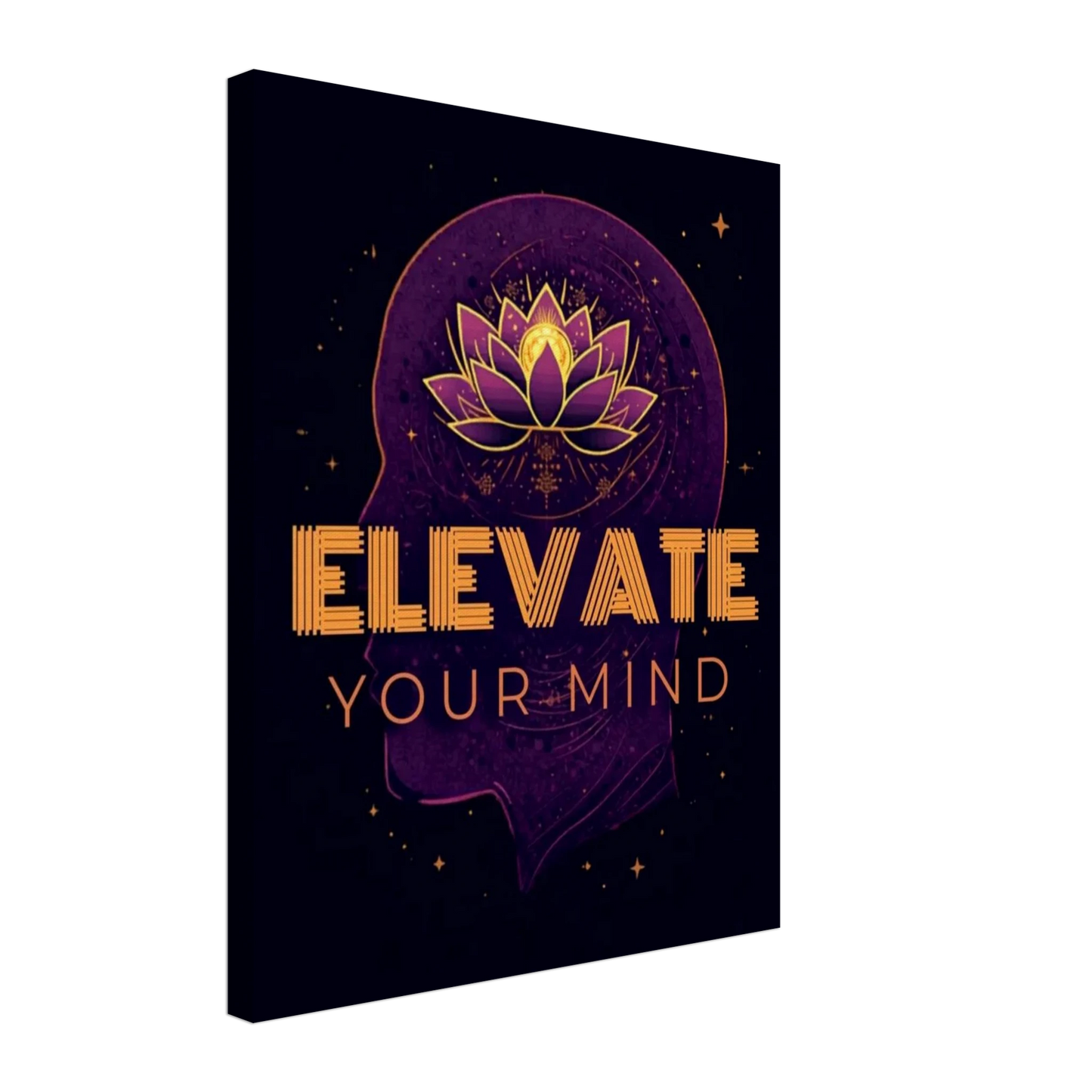Elevate Your Mind canvas print displayed on living room wall