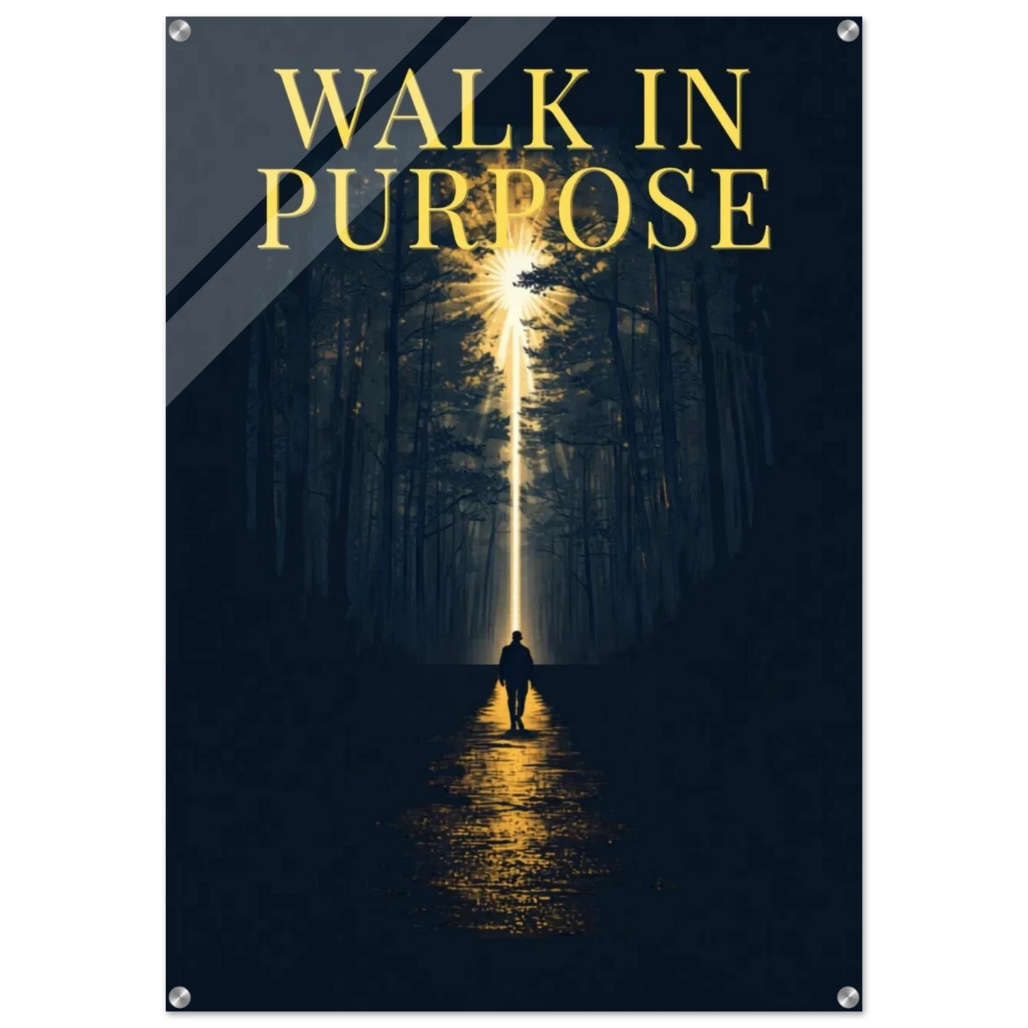 Walk In Purpose acrylic wall art corner showing glass-like luxury finish