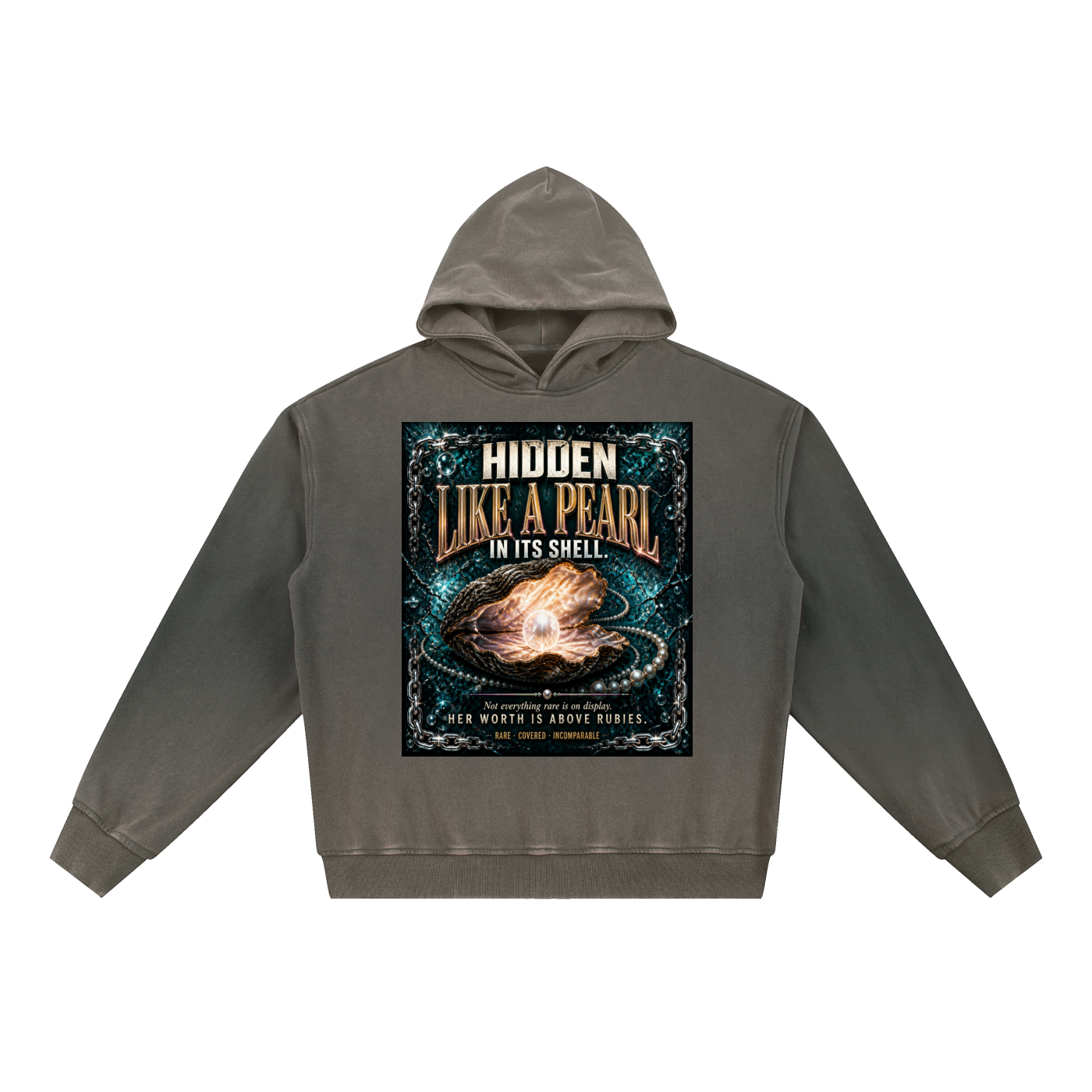 Hidden Like A Pearl In Its Shell — Women's Gradient Wash Fleece Hoodie | Her Worth Is Above Rubies | 404 GSM