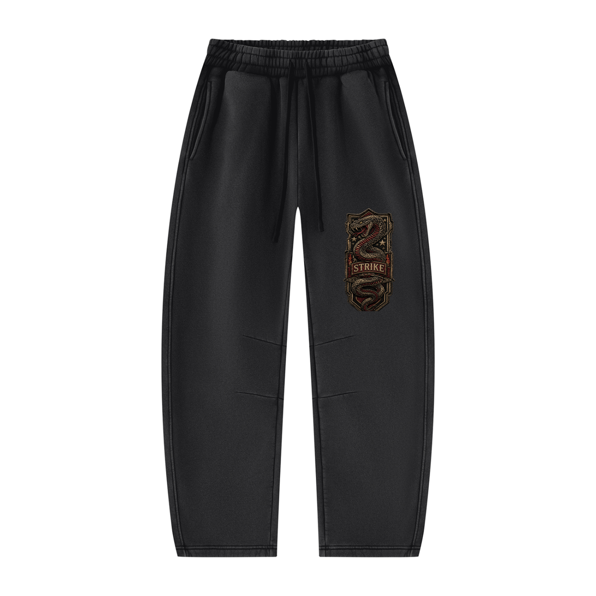 Vintage Wash Barrel Leg Sweatpants | Strike Serpent Crest | Unisex Streetwear Joggers