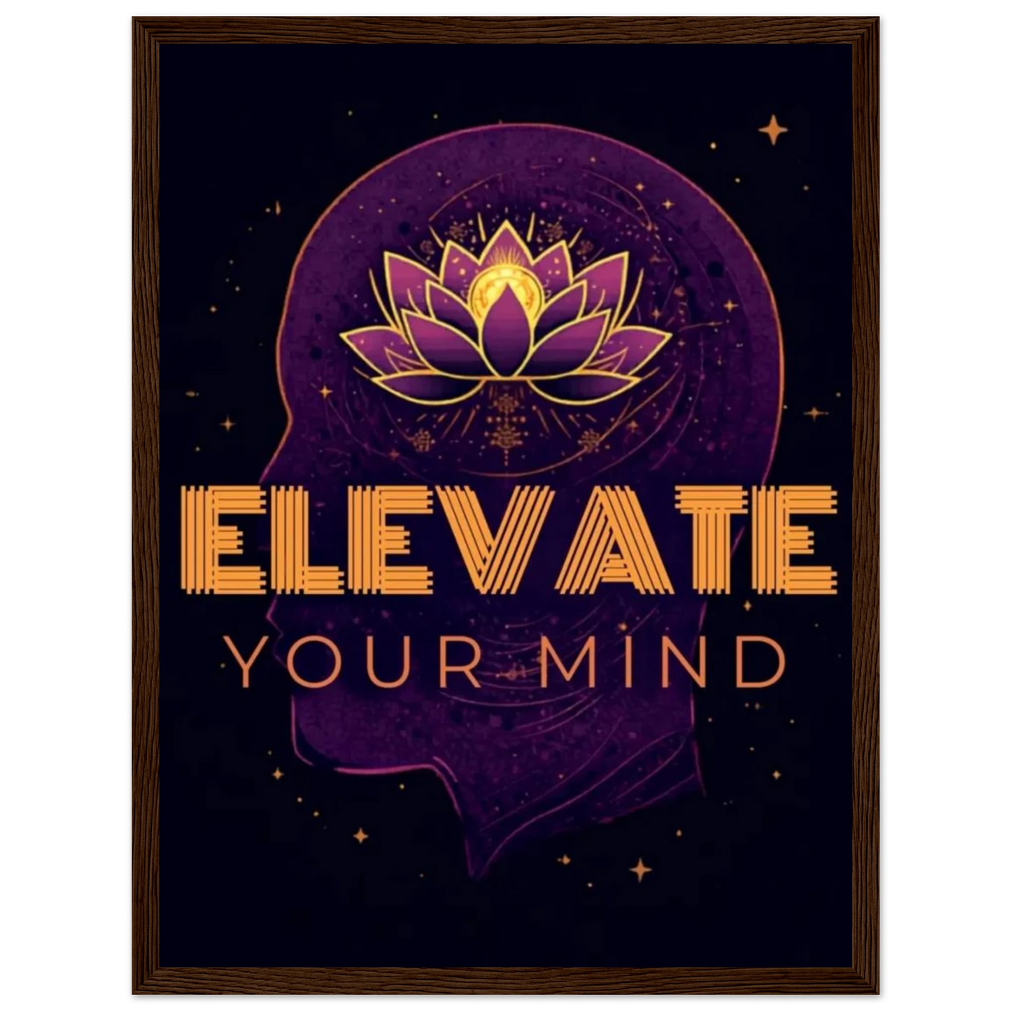 Elevate Your Mind framed print in natural wood frame finish