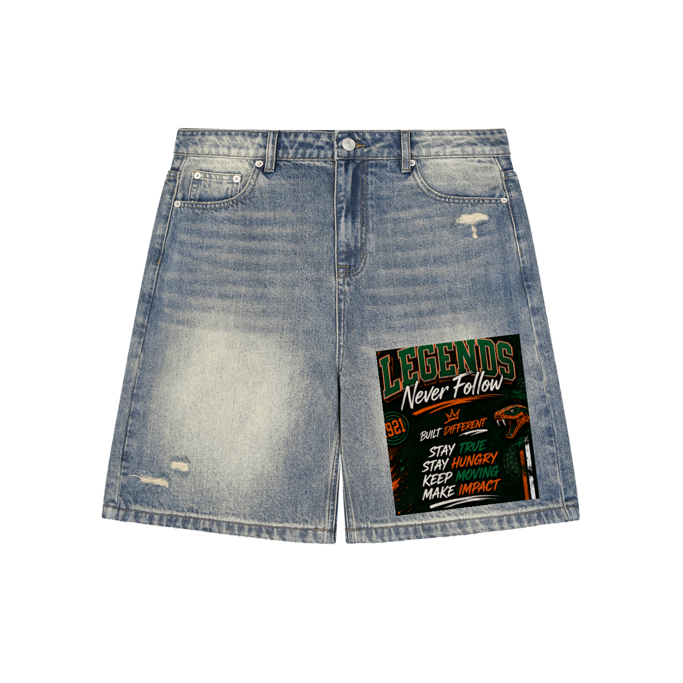 Faded Distressed Baggy Denim Shorts