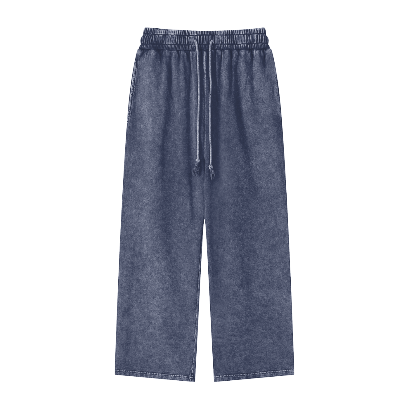 Snow washed straight leg trousers side profile fit