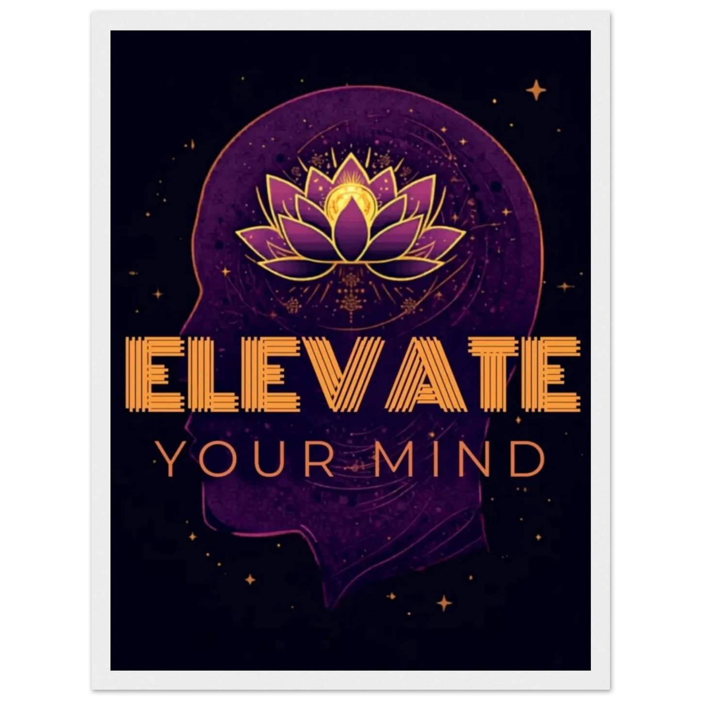 Elevate Your Mind framed motivational wall art with purple gold eagle design