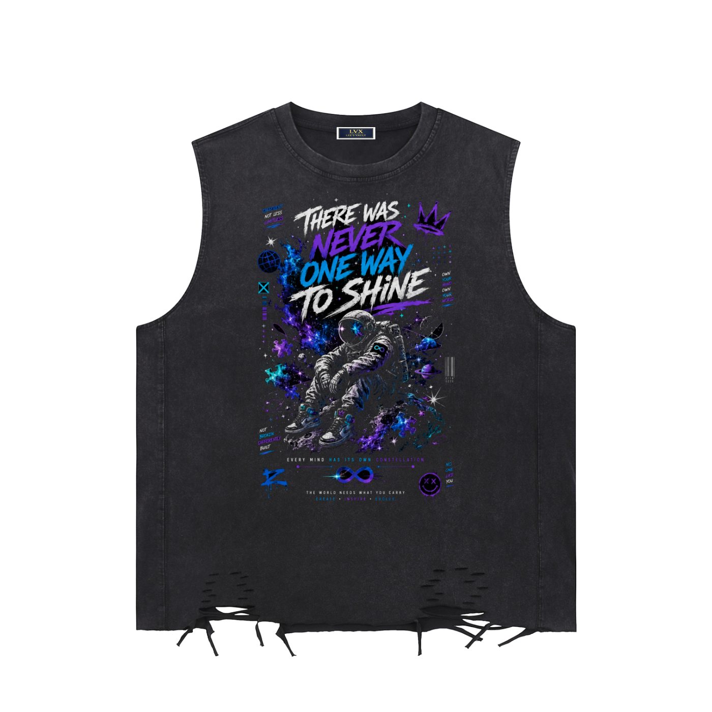 There Was Never One Way to Shine snow washed raw-hem neurodiversity tank front view