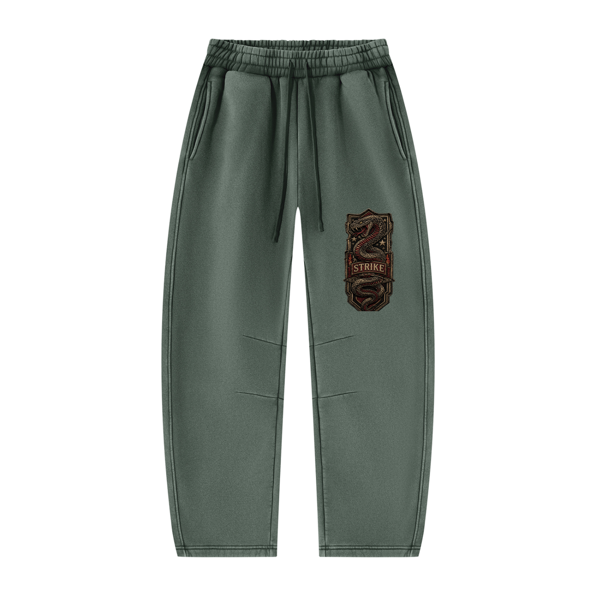 Vintage Wash Barrel Leg Sweatpants | Strike Serpent Crest | Unisex Streetwear Joggers