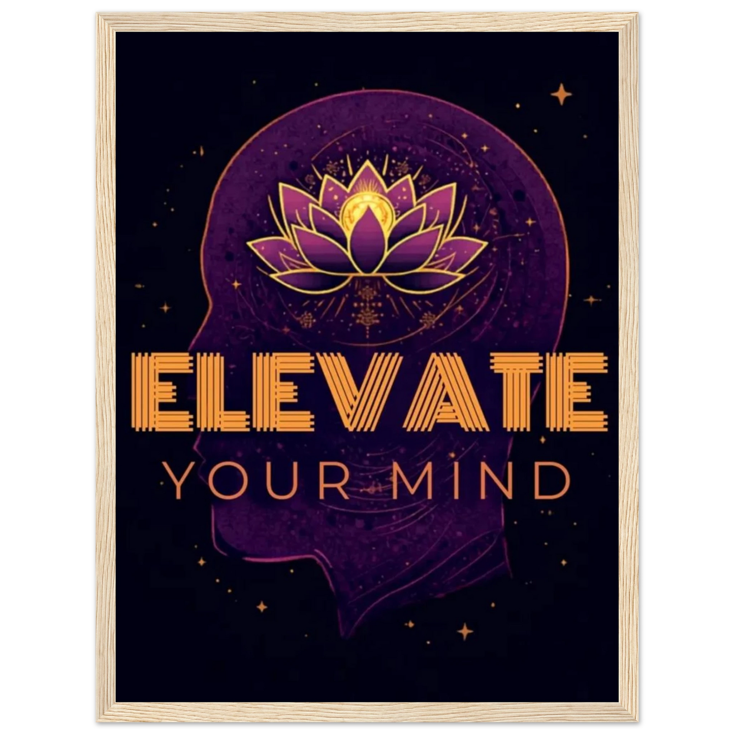 Elevate Your Mind framed wall art in dark wood frame option