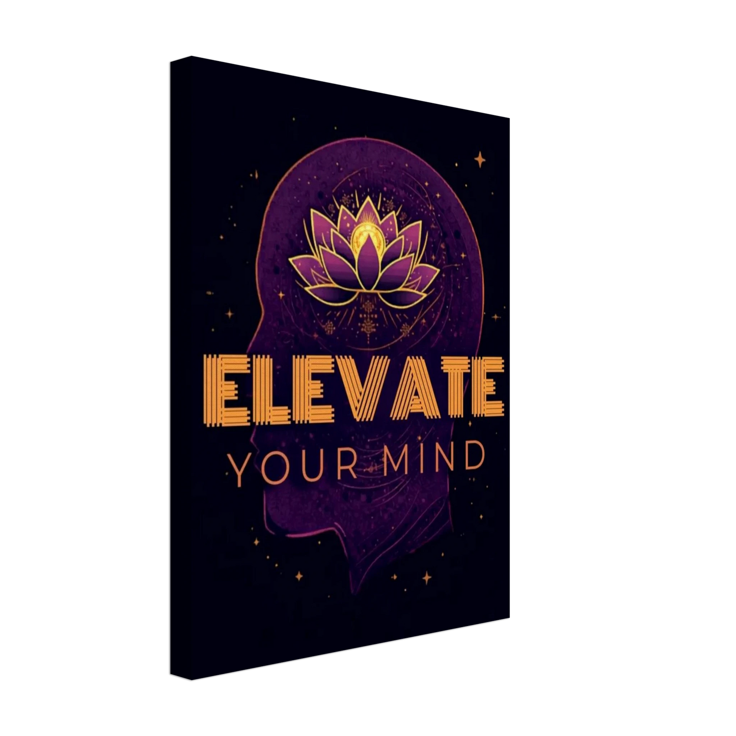 Elevate Your Mind purple gold motivational canvas wall art print