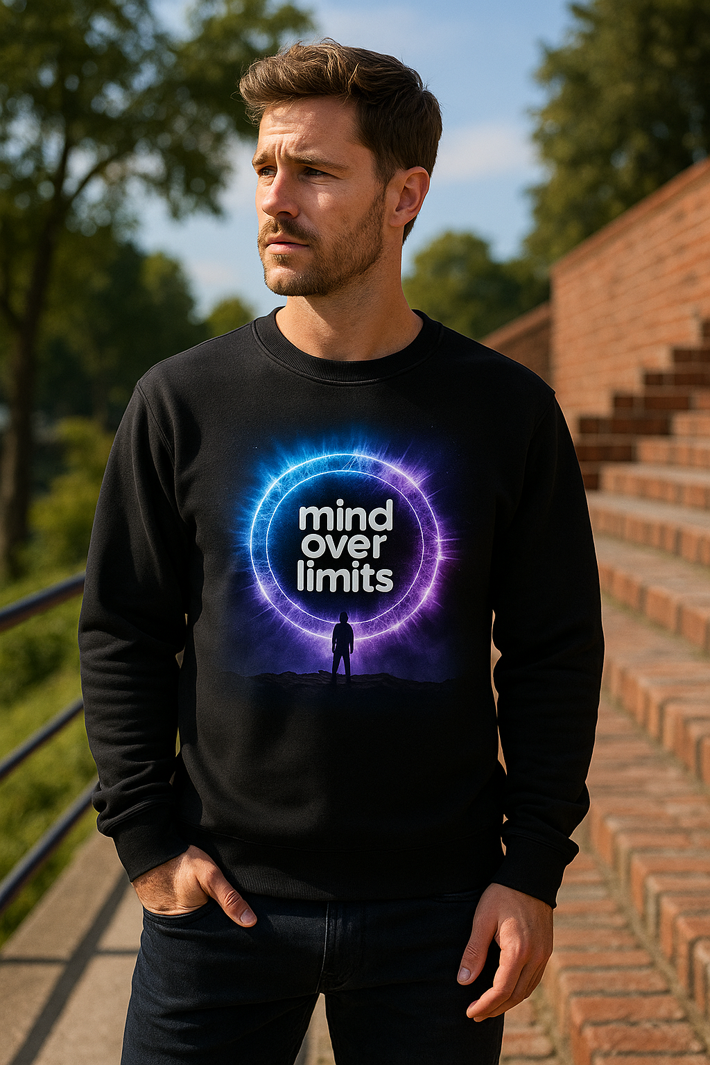 Mind Over Limits Hoodie – Motivational Streetwear Hoodie, Energy Ring Graphic Hoodie, Inspirational Gym Hoodie, Limitless Mindset Hoodie for Men & Women