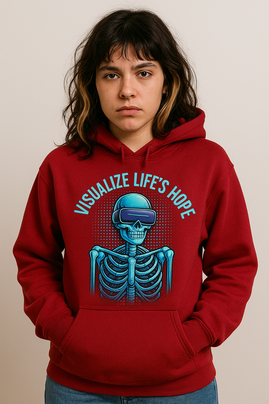 Visualize Life's Hope Hoodie – Futuristic Skeleton VR Streetwear | LEE'S VAULT