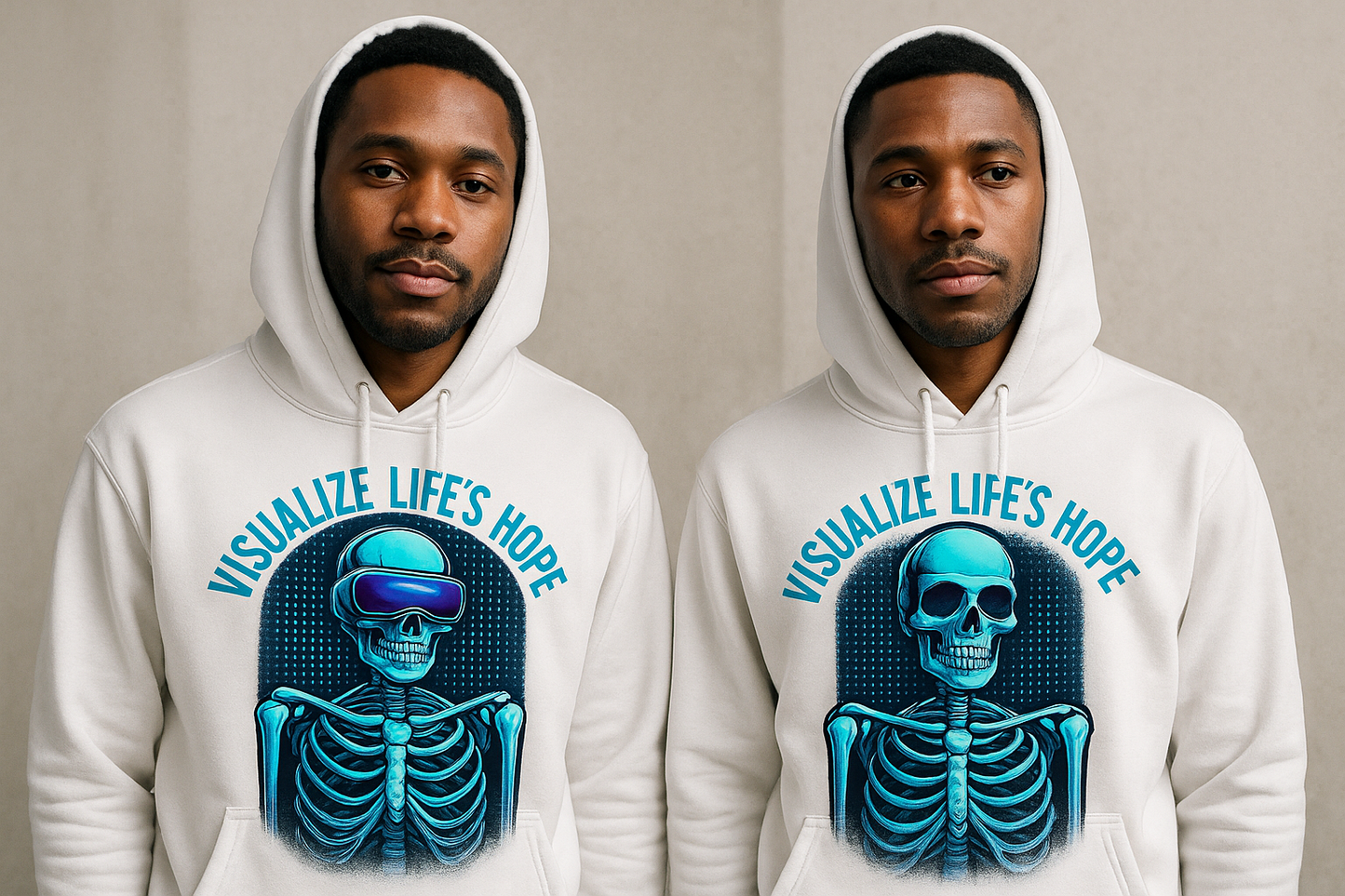 Visualize Life's Hope Hoodie – Futuristic Skeleton VR Streetwear | LEE'S VAULT