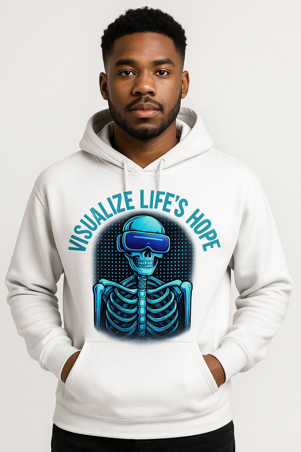 Visualize Life's Hope Hoodie – Futuristic Skeleton VR Streetwear | LEE'S VAULT