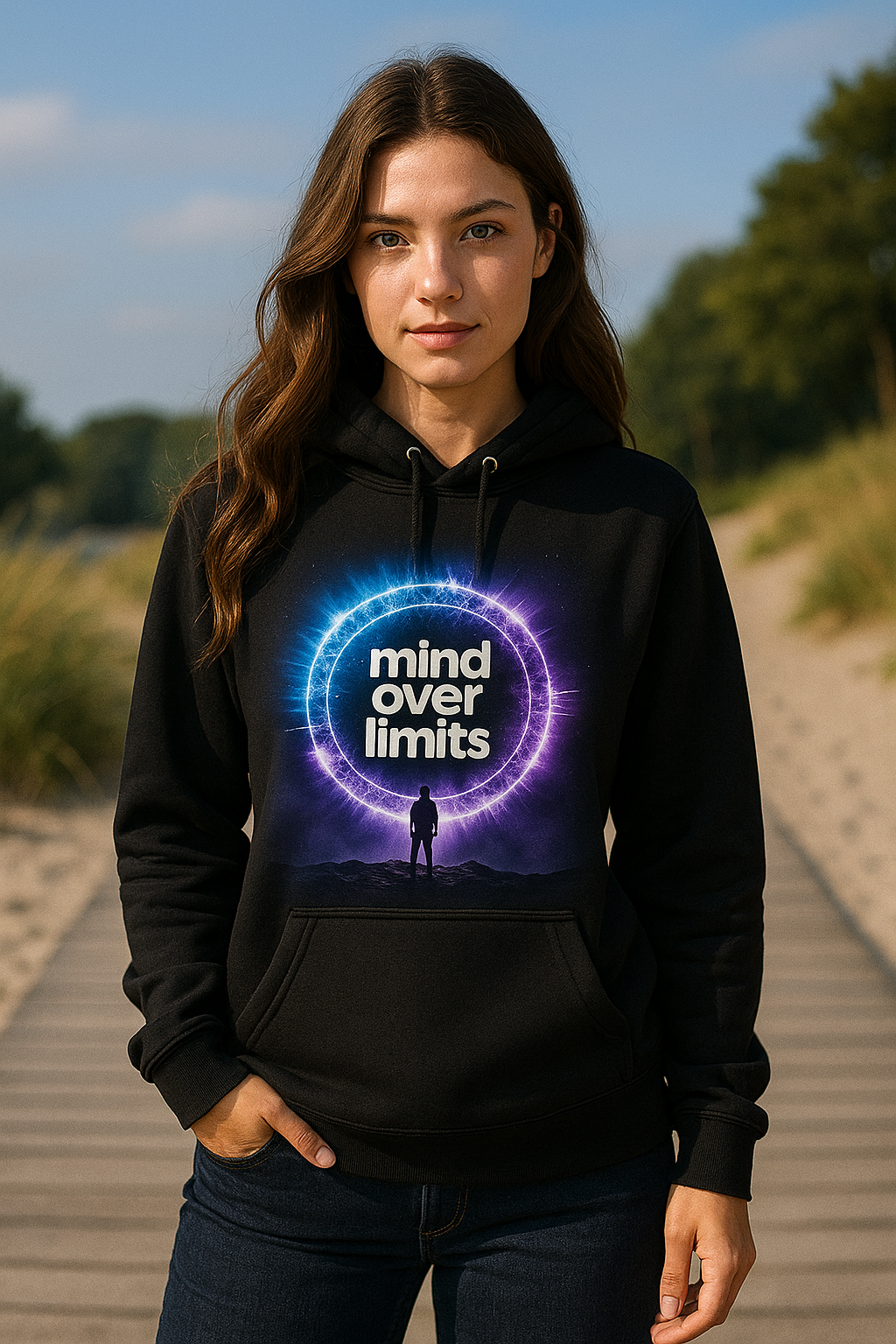 Mind Over Limits Hoodie – Motivational Streetwear Hoodie, Energy Ring Graphic Hoodie, Inspirational Gym Hoodie, Limitless Mindset Hoodie for Men & Women