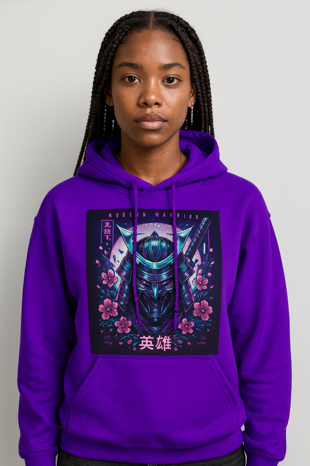 Modern Warrior Samurai Hoodie • Purple Anime Hoodie • Cyberpunk Samurai Sweatshirt • Japanese Warrior Hoodie • Streetwear Gift for Him/Her