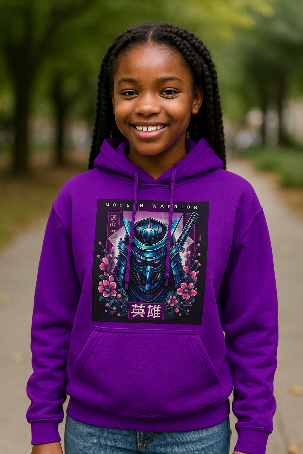 Modern Warrior Samurai Hoodie • Purple Anime Hoodie • Cyberpunk Samurai Sweatshirt • Japanese Warrior Hoodie • Streetwear Gift for Him/Her