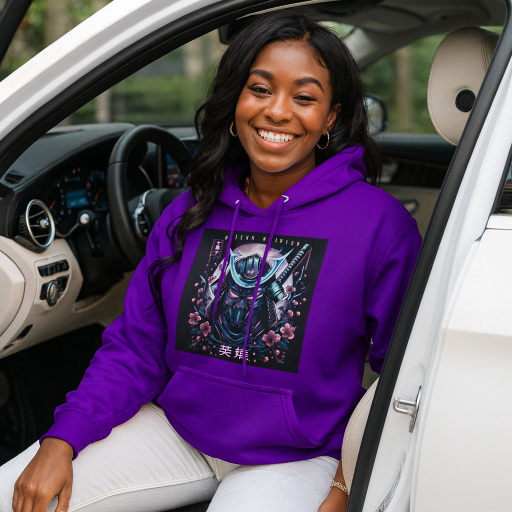 Modern Warrior Samurai Hoodie • Purple Anime Hoodie • Cyberpunk Samurai Sweatshirt • Japanese Warrior Hoodie • Streetwear Gift for Him/Her