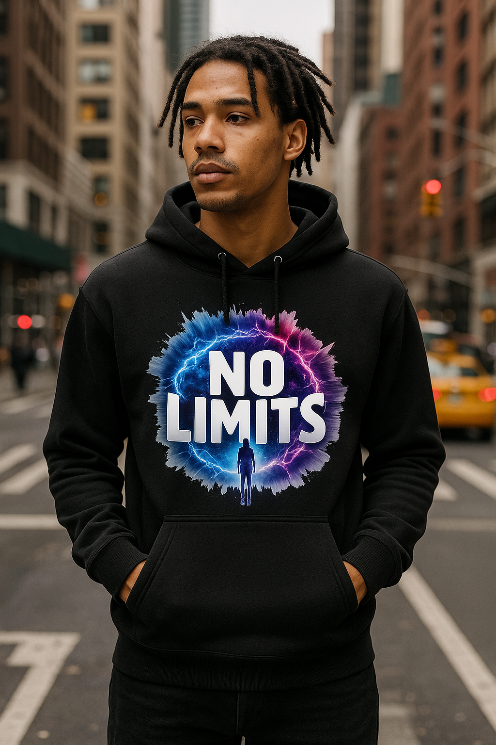 NO LIMITS Graphic Apparel – Empowering Cosmic Electric Design | Unisex Hoodie / Tee / Sweatshirt | Streetwear, Gift for Him/Her