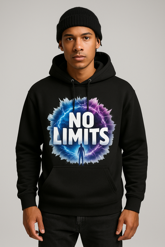 NO LIMITS Graphic Apparel – Empowering Cosmic Electric Design | Unisex Hoodie / Tee / Sweatshirt | Streetwear, Gift for Him/Her