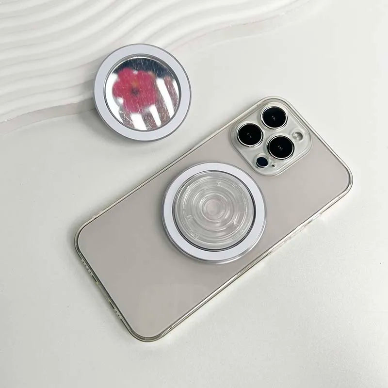 Mobile phone grip Basic materials Transparent magnetic mirror phone stand for IPhone 15 14 13 12 11 Pro Max Magsafe Socket