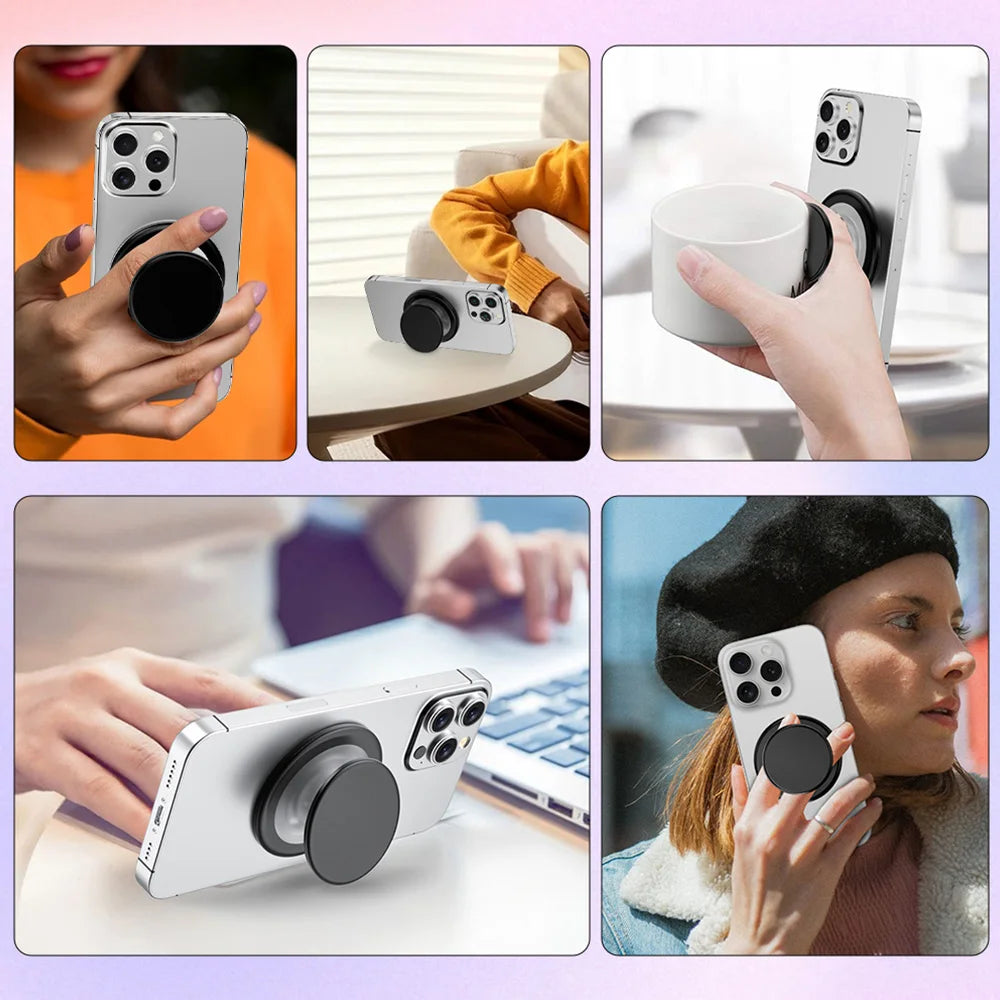 Grippopso Magnetic Phone Grip & Stand - 4000G Force, Wireless Charging Compatible
