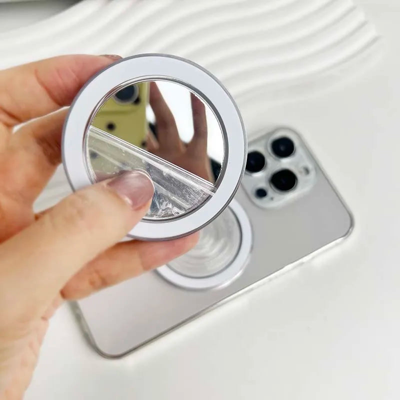 Mobile phone grip Basic materials Transparent magnetic mirror phone stand for IPhone 15 14 13 12 11 Pro Max Magsafe Socket