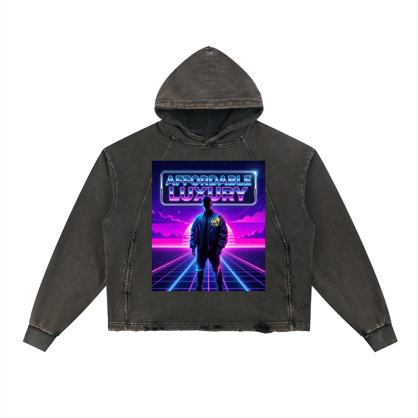 Vintage Washed Frayed-Hem Hoodie