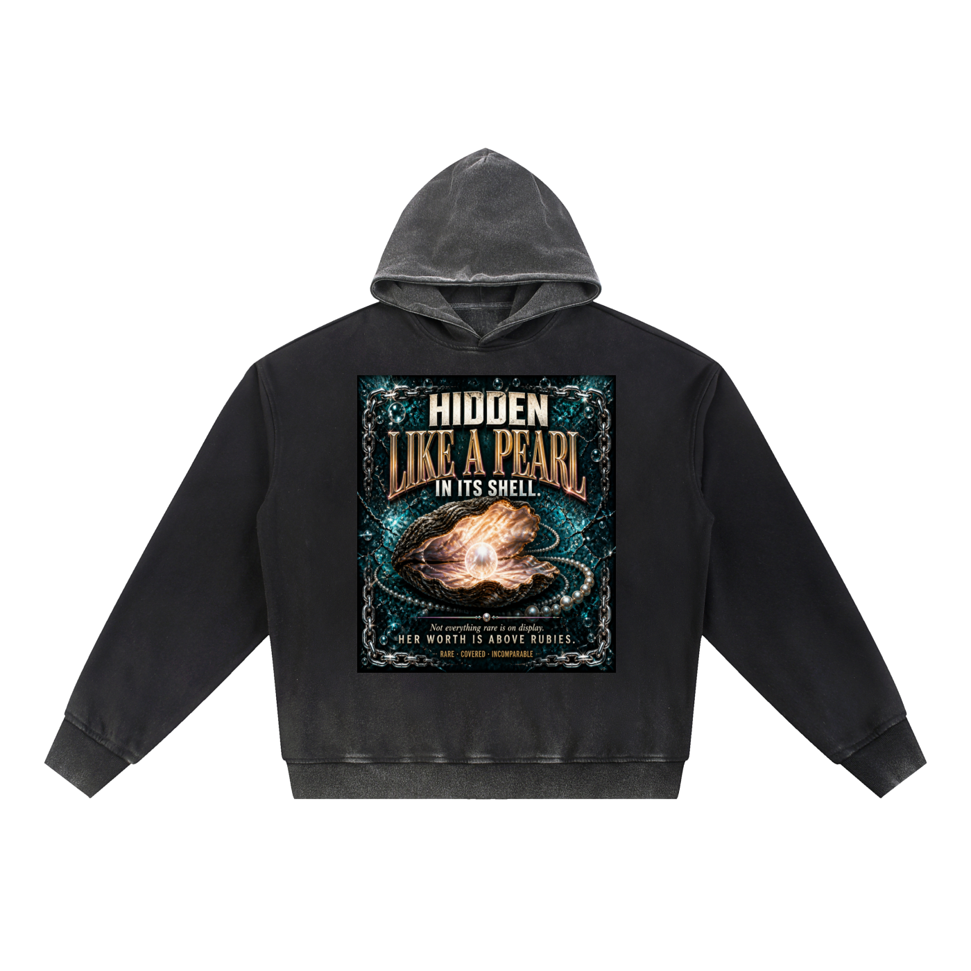 Hidden Like A Pearl In Its Shell — Women's Gradient Wash Fleece Hoodie | Her Worth Is Above Rubies | 404 GSM