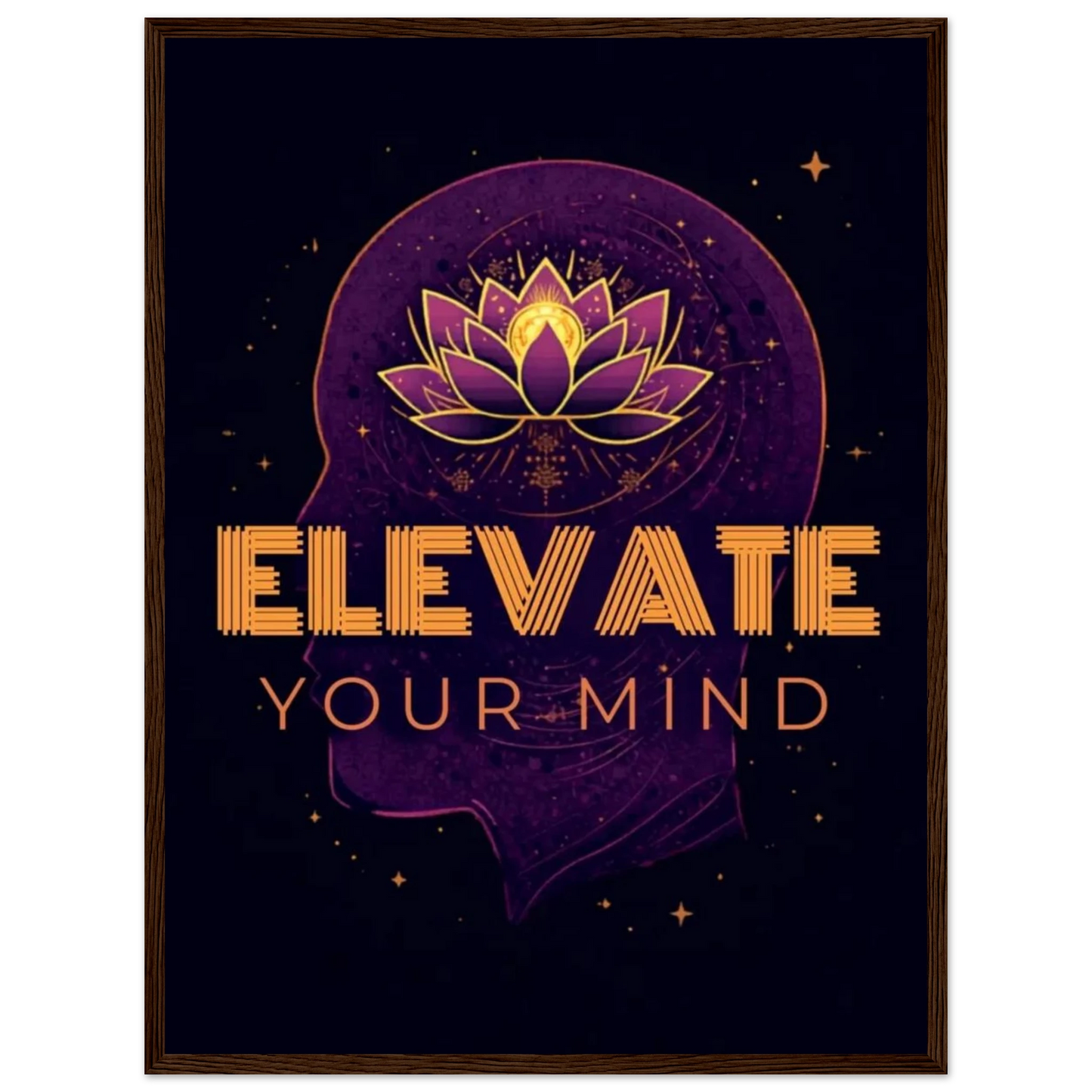 Elevate Your Mind framed wall art full size view with purple gold eagle