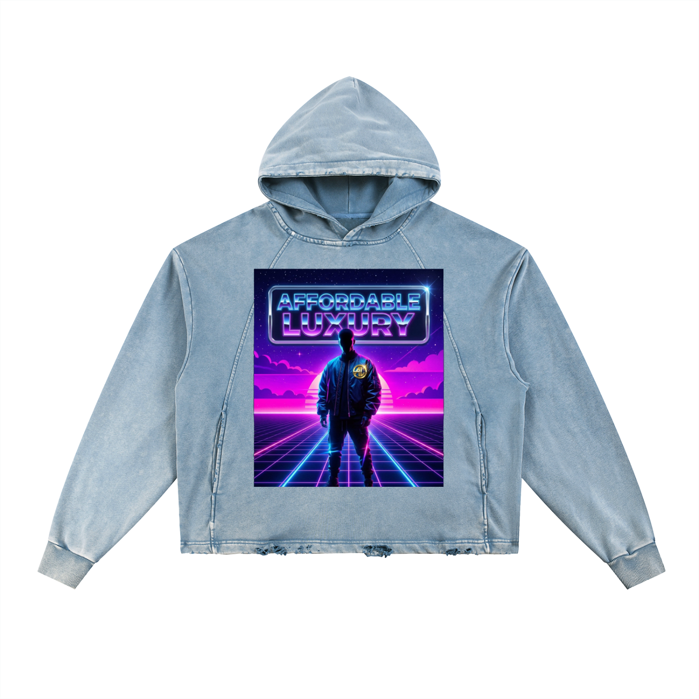 Vintage Washed Frayed-Hem Hoodie