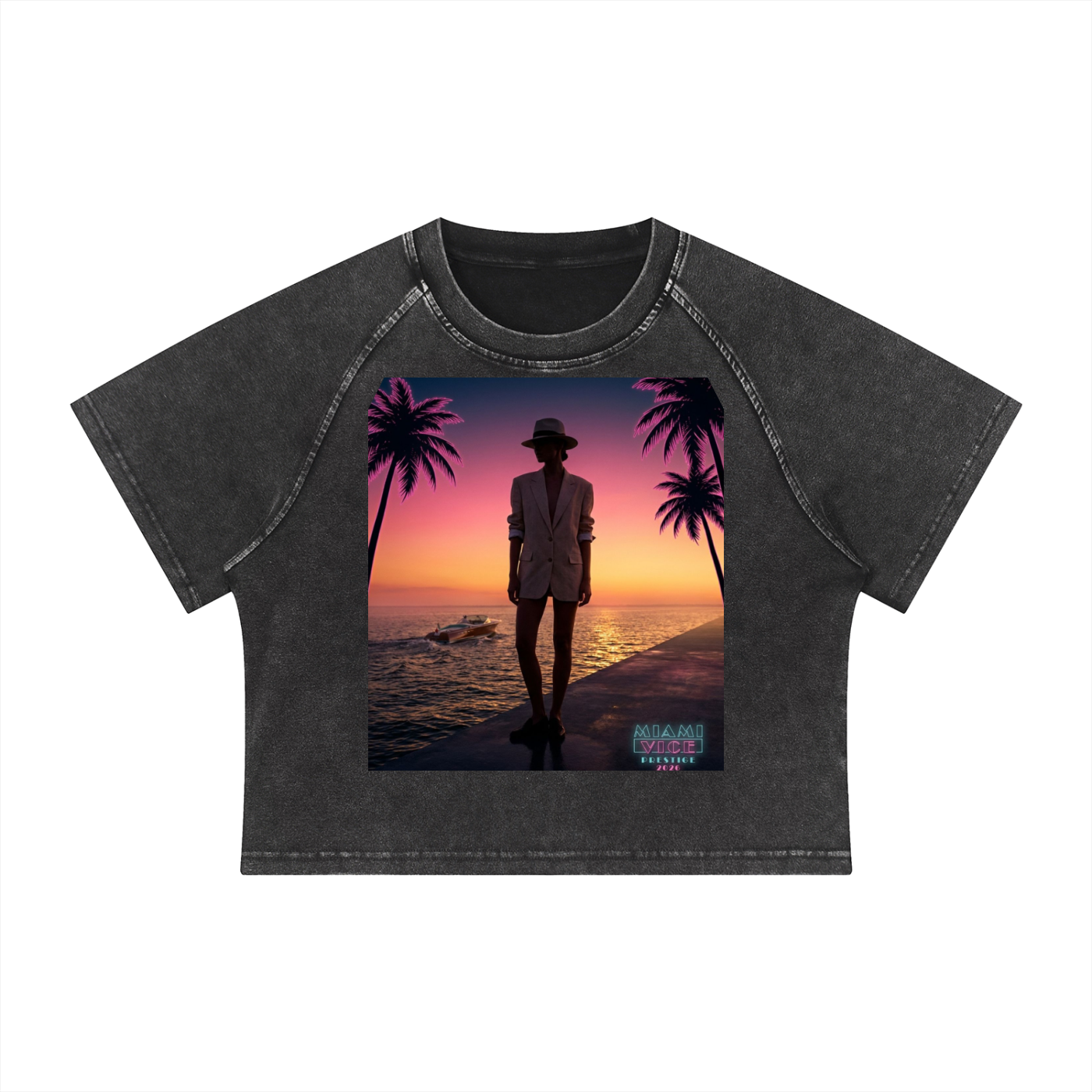 Women's Mineral Wash Raglan Crop T-Shirt