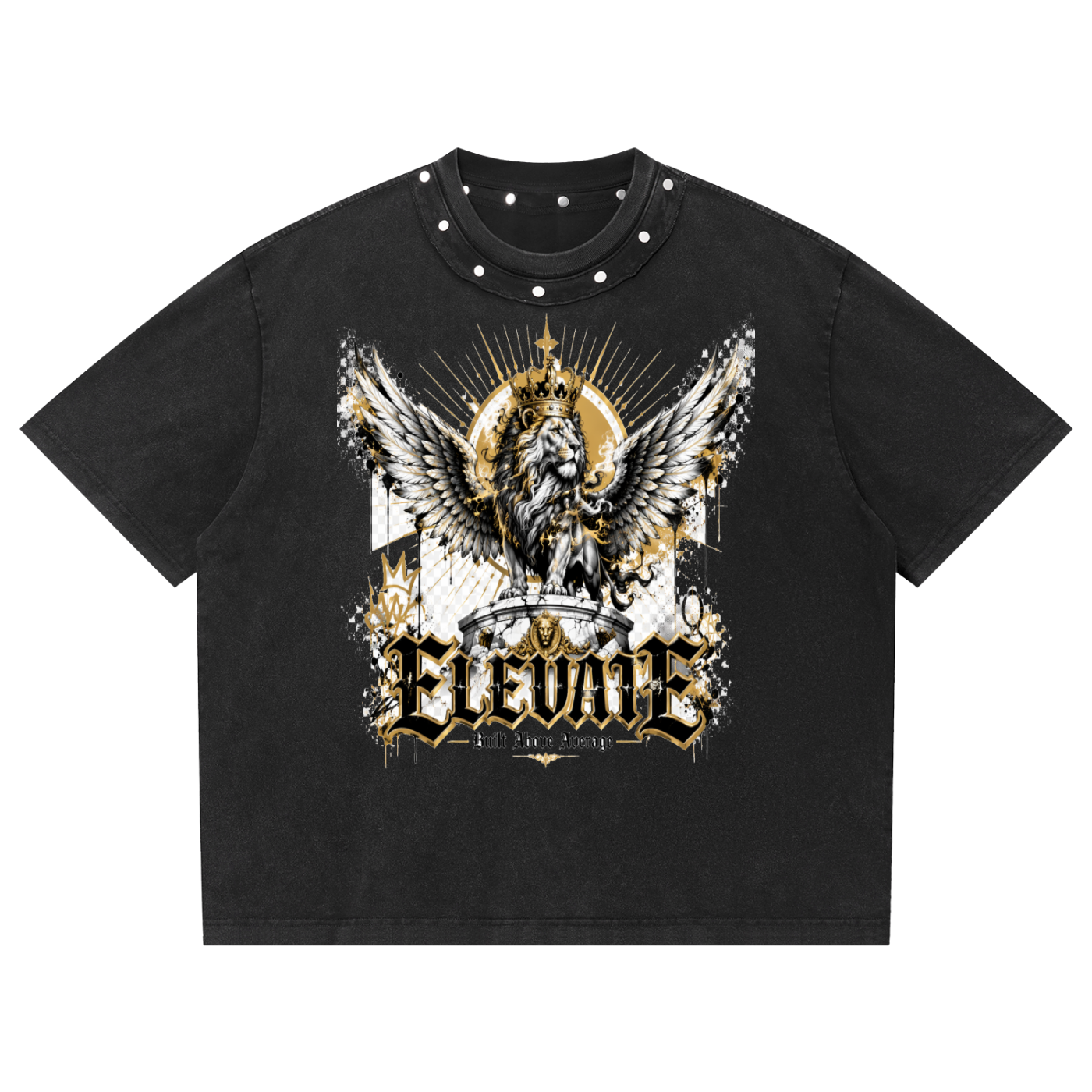 Studded Washed Boxy Tee | 285 GSM Cotton Vintage Streetwear T-Shirt