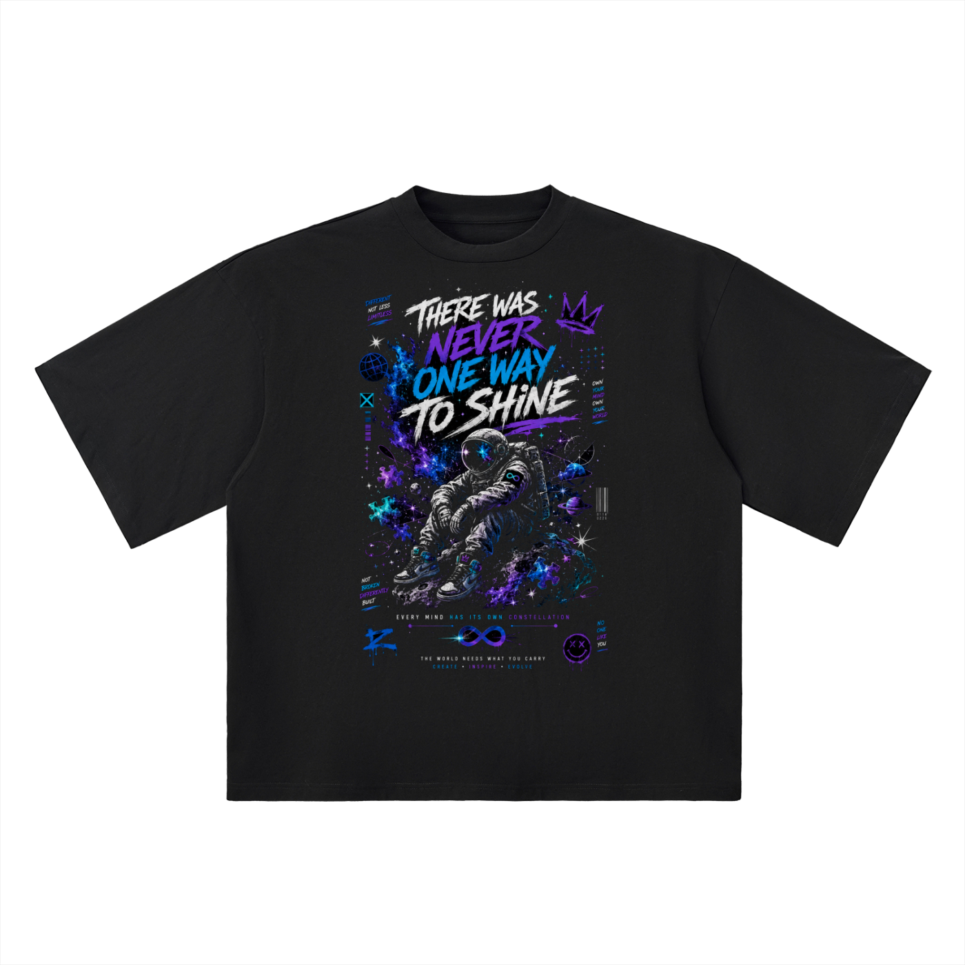 There Was Never One Way to Shine drop-shoulder neurodiversity tee front view