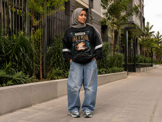 Hidden Like A Pearl Oversized Crewneck - Faith Fashion Front View - LEE'S VAULT faith streetwear
