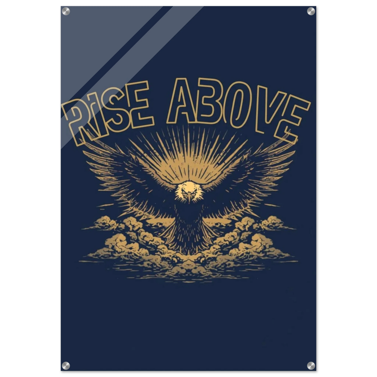 Rise Above Acrylic Wall Art - Glowing Gold Eagle Design - LEE'S VAULT premium acrylic print