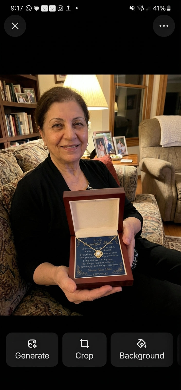 LEE'S VAULT “To My Beautiful Mom” Gold Necklace – Inspirational Gift for Mom / Mother's Day / Birthday / Christmas – Luxury Navy & Gold Message Card Jewelry