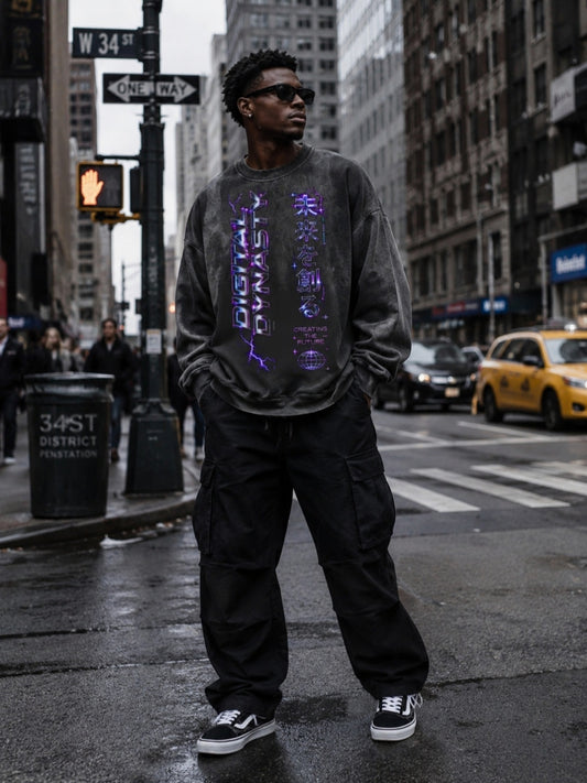Sunfade Drop-Shoulder Cotton Sweatshirt