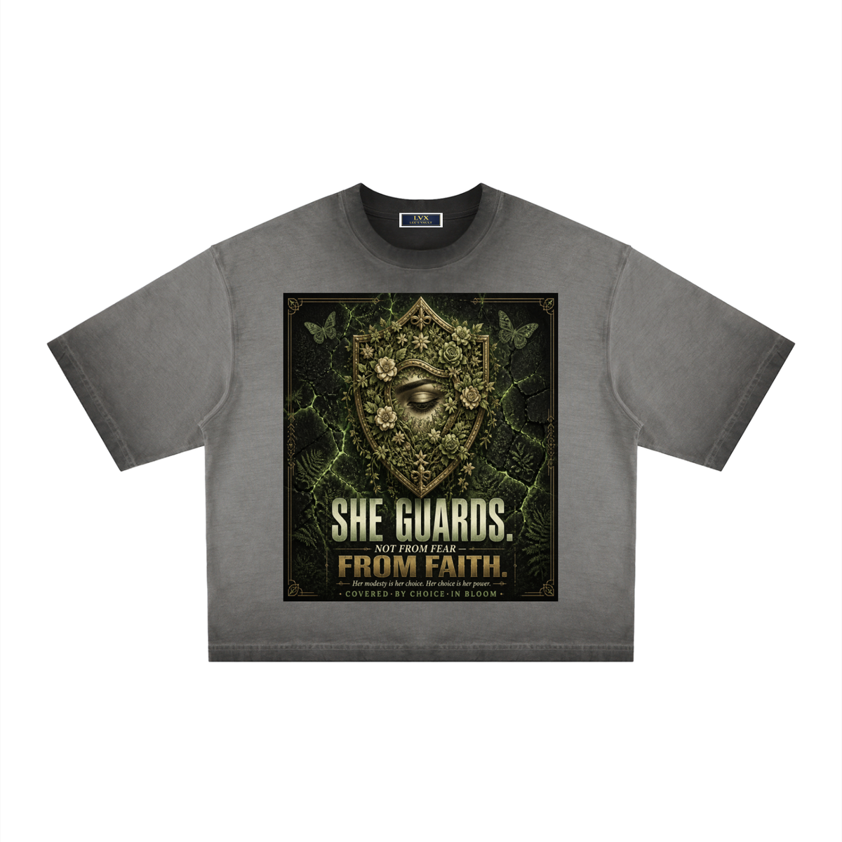 She Guards Not From Fear Boxy Tee - Side Profile Fit - LEE'S VAULT faith modest fashion