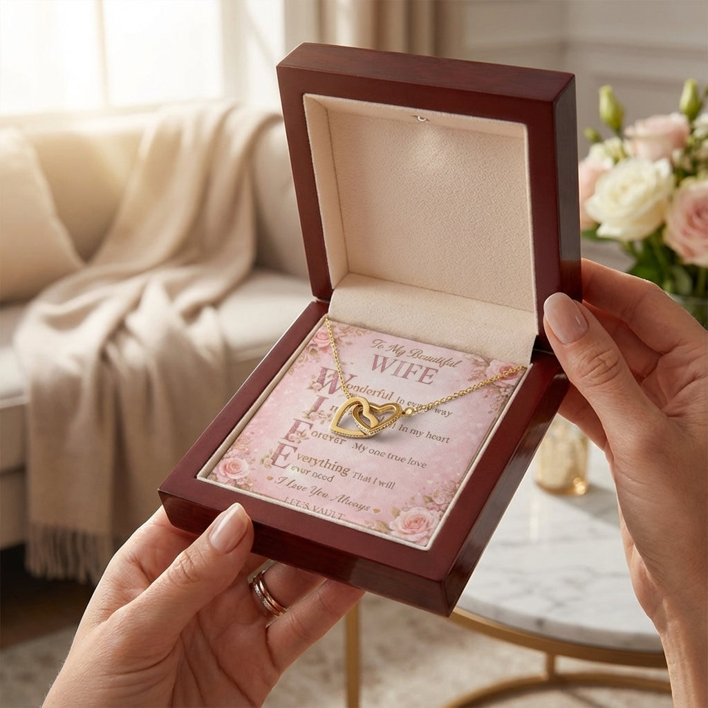 To My Beautiful Wife Necklace - Gift Box Luxury Presentation - LEE'S VAULT anniversary necklace
