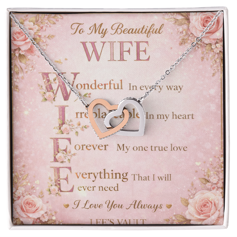 To My Beautiful Wife Necklace - Message Card Text Detail - LEE'S VAULT gift for wife necklace