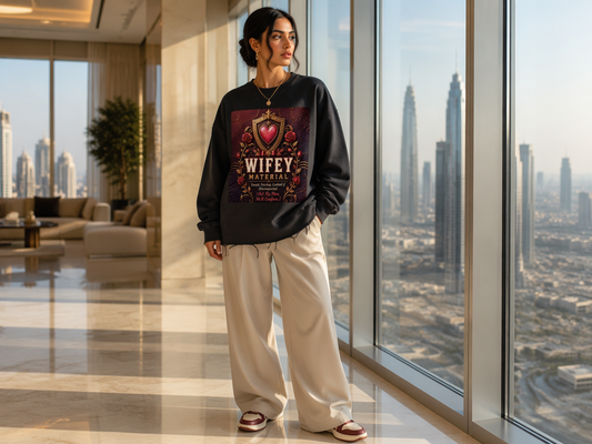 Wifey Material Long Sleeve Tee - Snow Wash Front View - LEE'S VAULT vintage faith gift